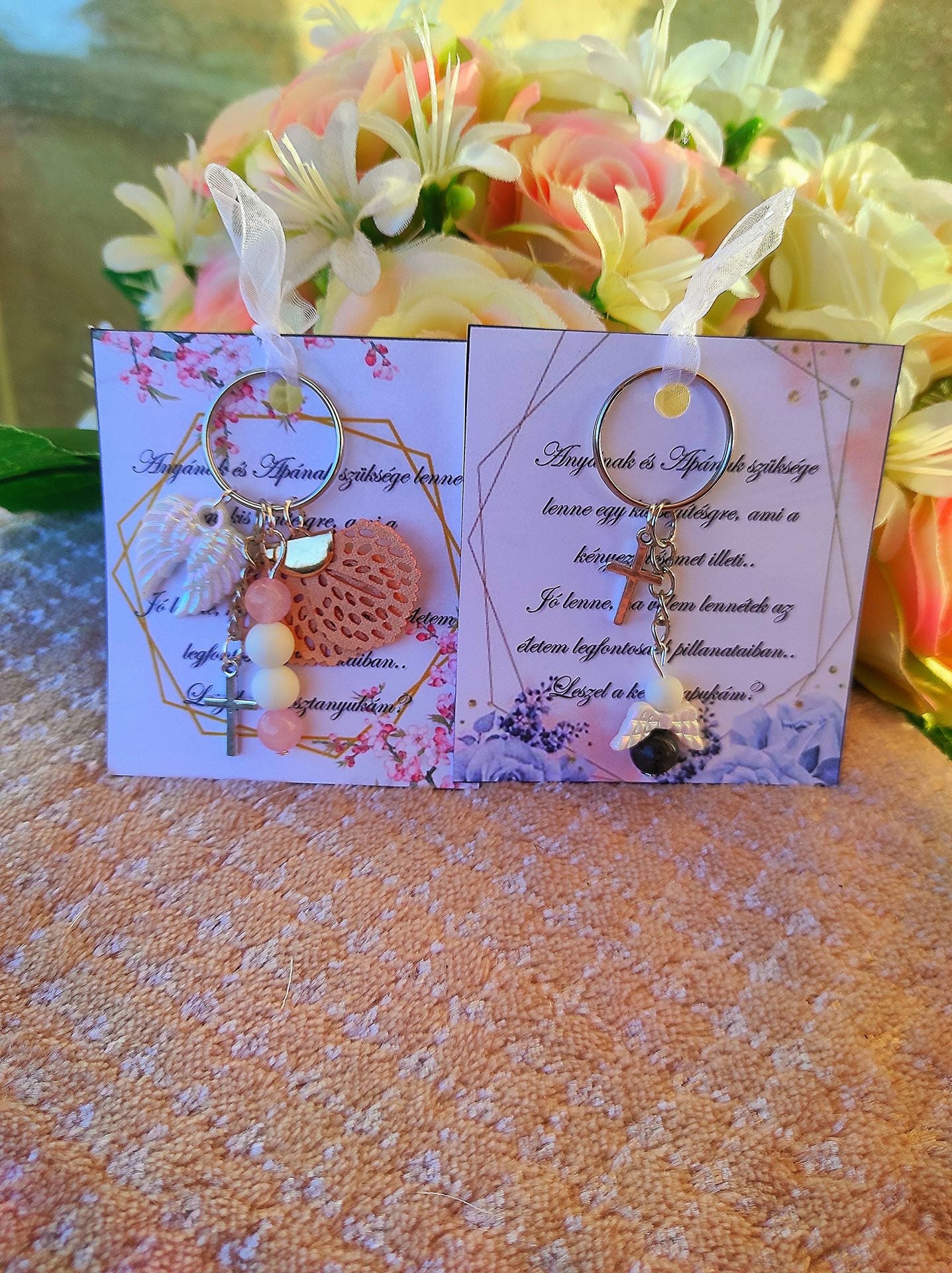 Keresztszülő felkérő ajándék kulcstartó szett